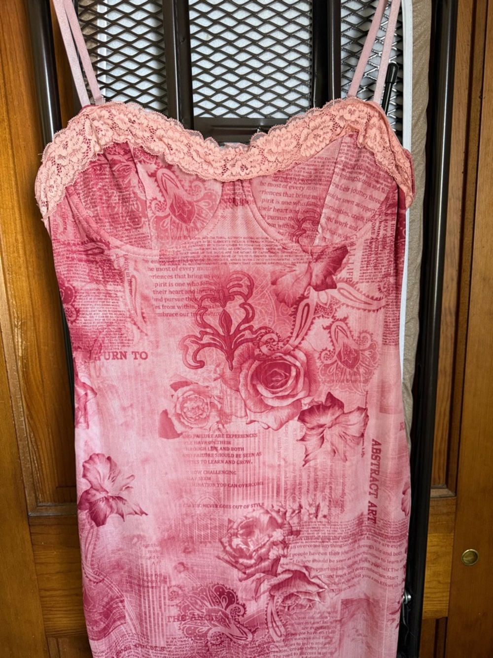 Fashion Nova Pink Floral Lace-Trim Slip Dress - Never worn